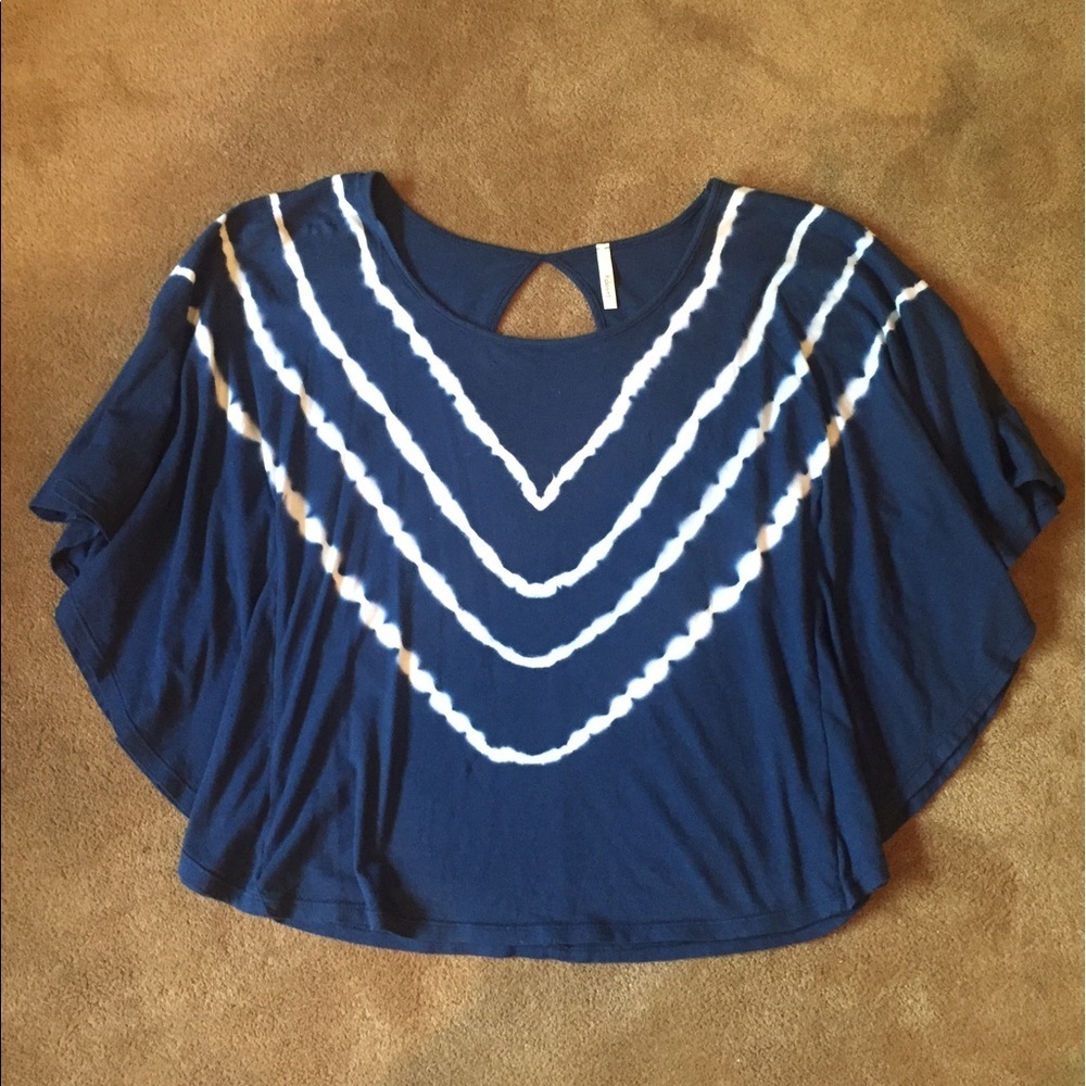 Dark blue and white tie dye flowy tunic Sz M - Picture 4 of 4